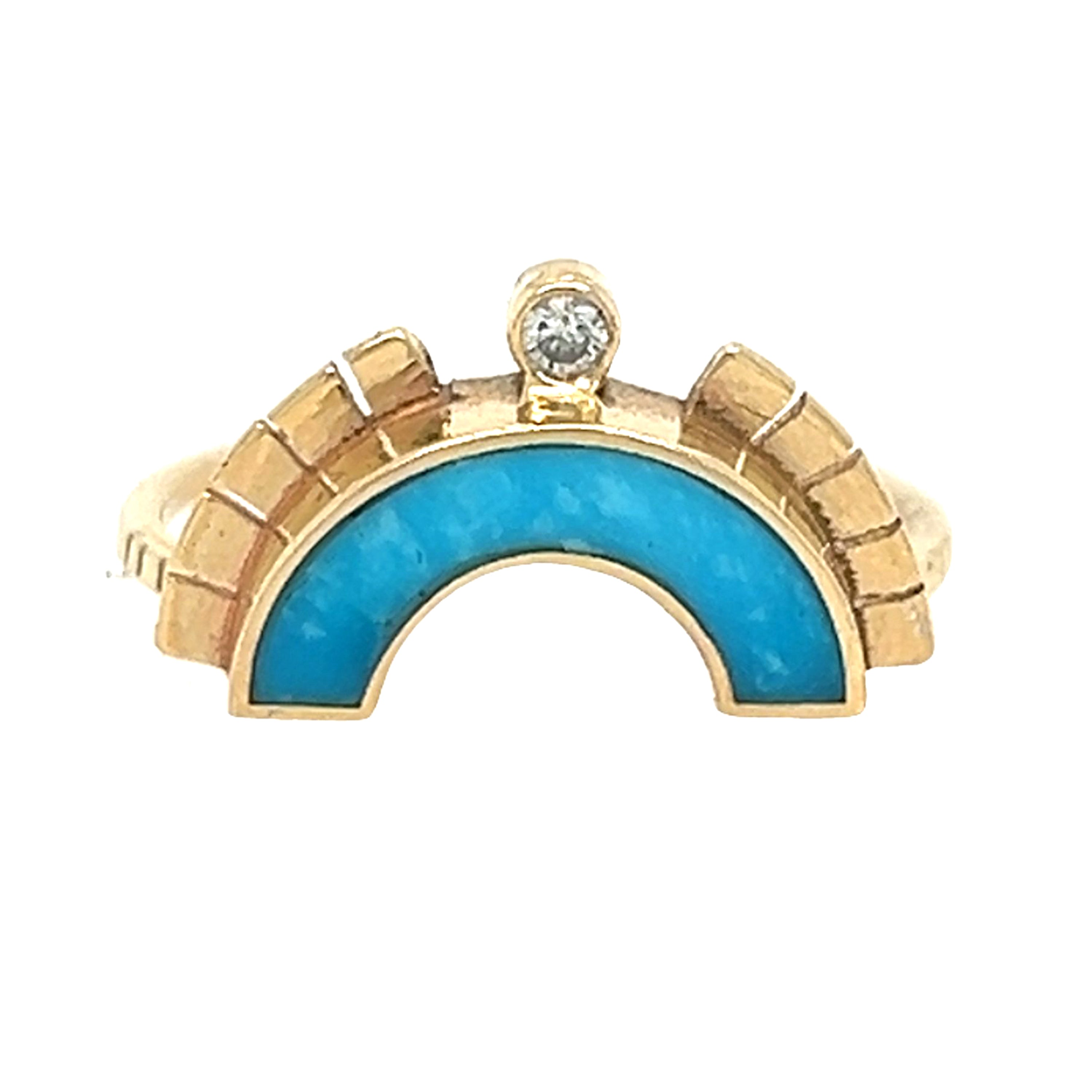 Sky Blue Kingman Turquoise Rising Sol Ring Crown