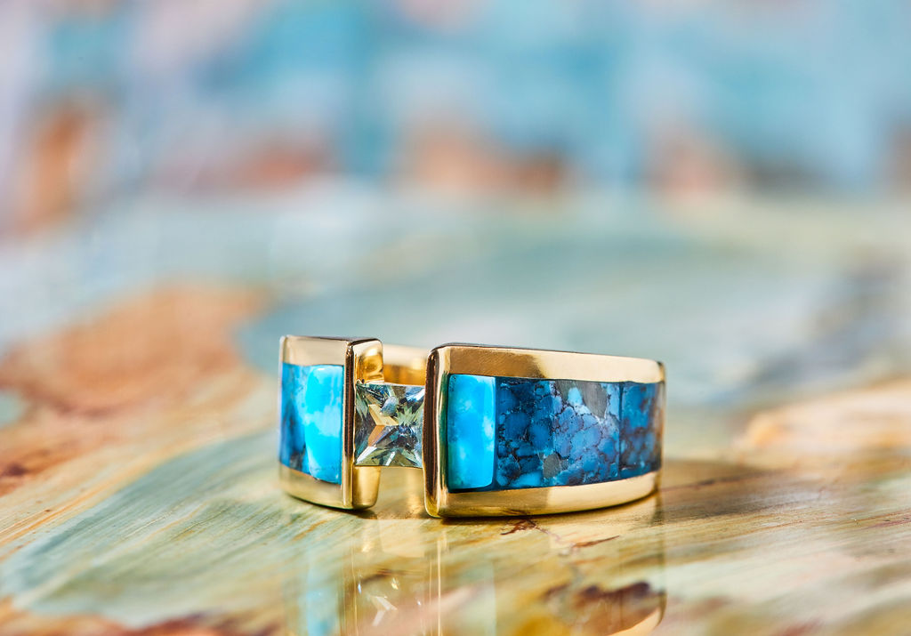 Gold Inlay Bands with Colorful Turquoise Stone Designs | Young in the ...