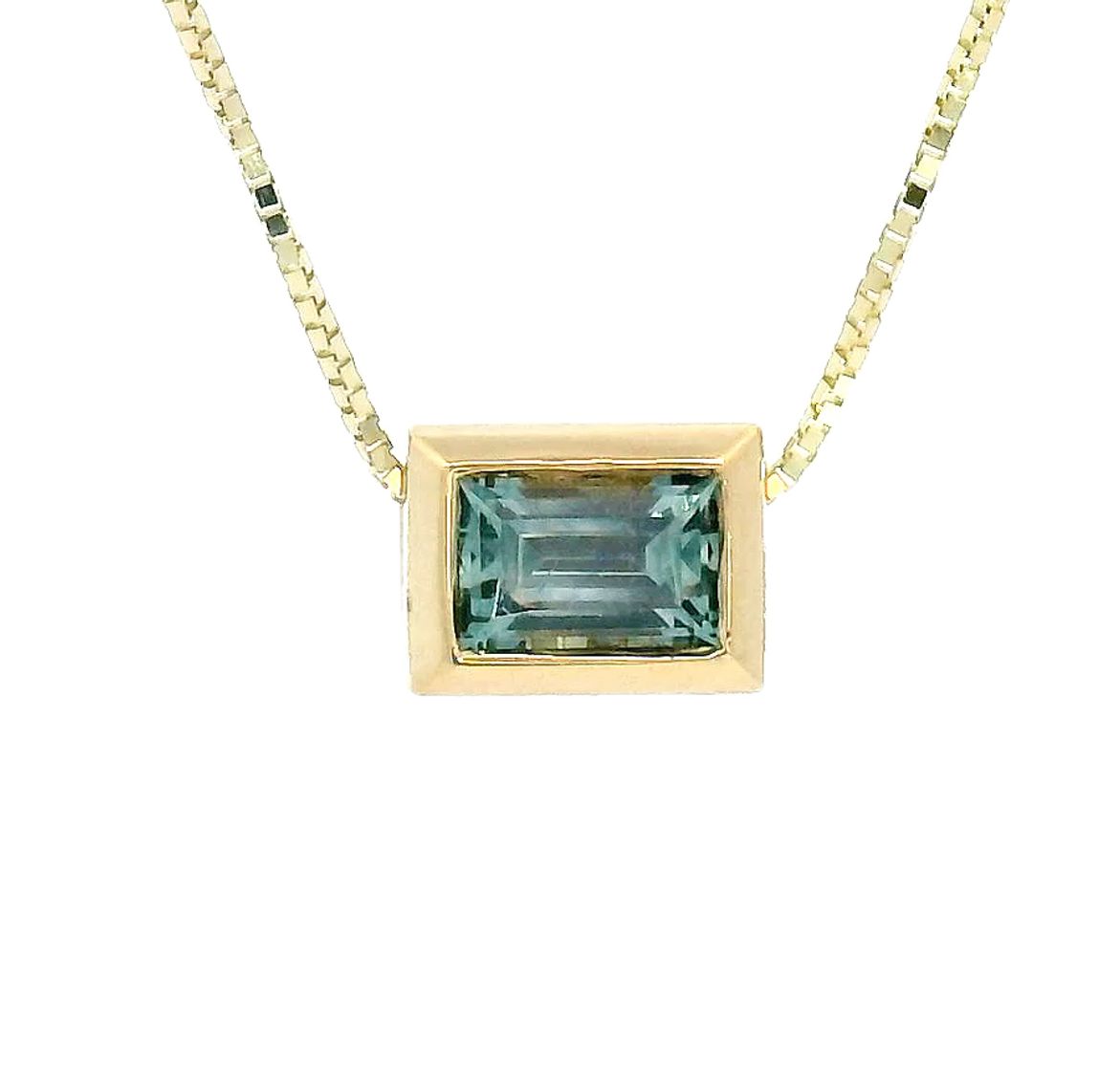 Blue Montana Sapphire Baguette Necklace