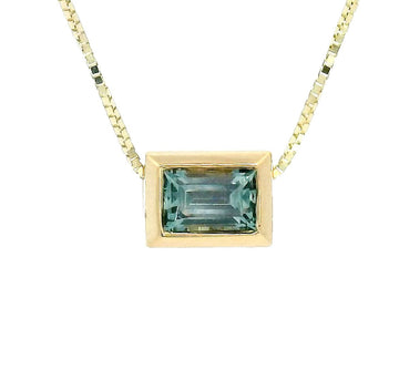 Blue Montana Sapphire Baguette Necklace
