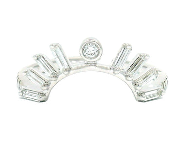 White Gold Rising Sol Baguette Diamond Crown - Large Arch