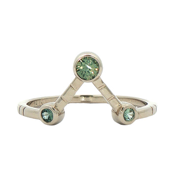 The Rowen Ring - White Gold and Montana sapphires