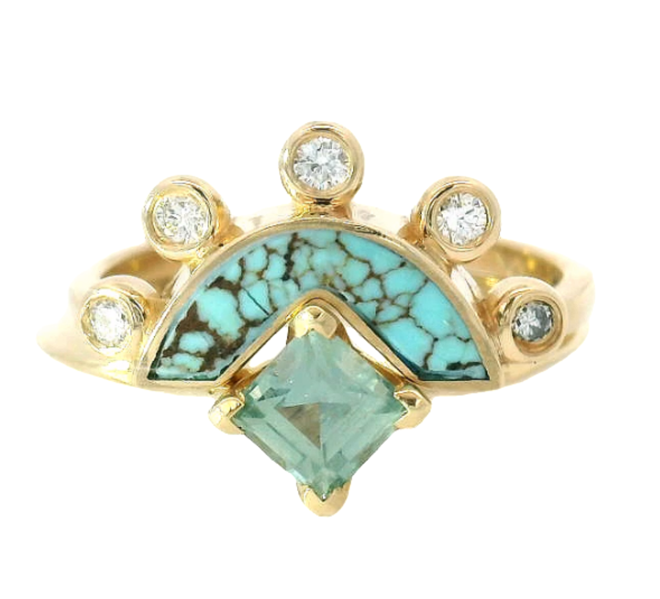 The Kibou - Carré cut Montana Sapphire & No. 8 Turquoise Ring Set