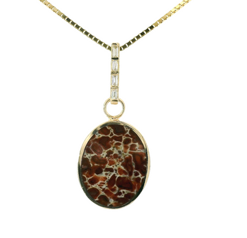 Large Reversible Pendant - Dinosaur Bone & Black Jade