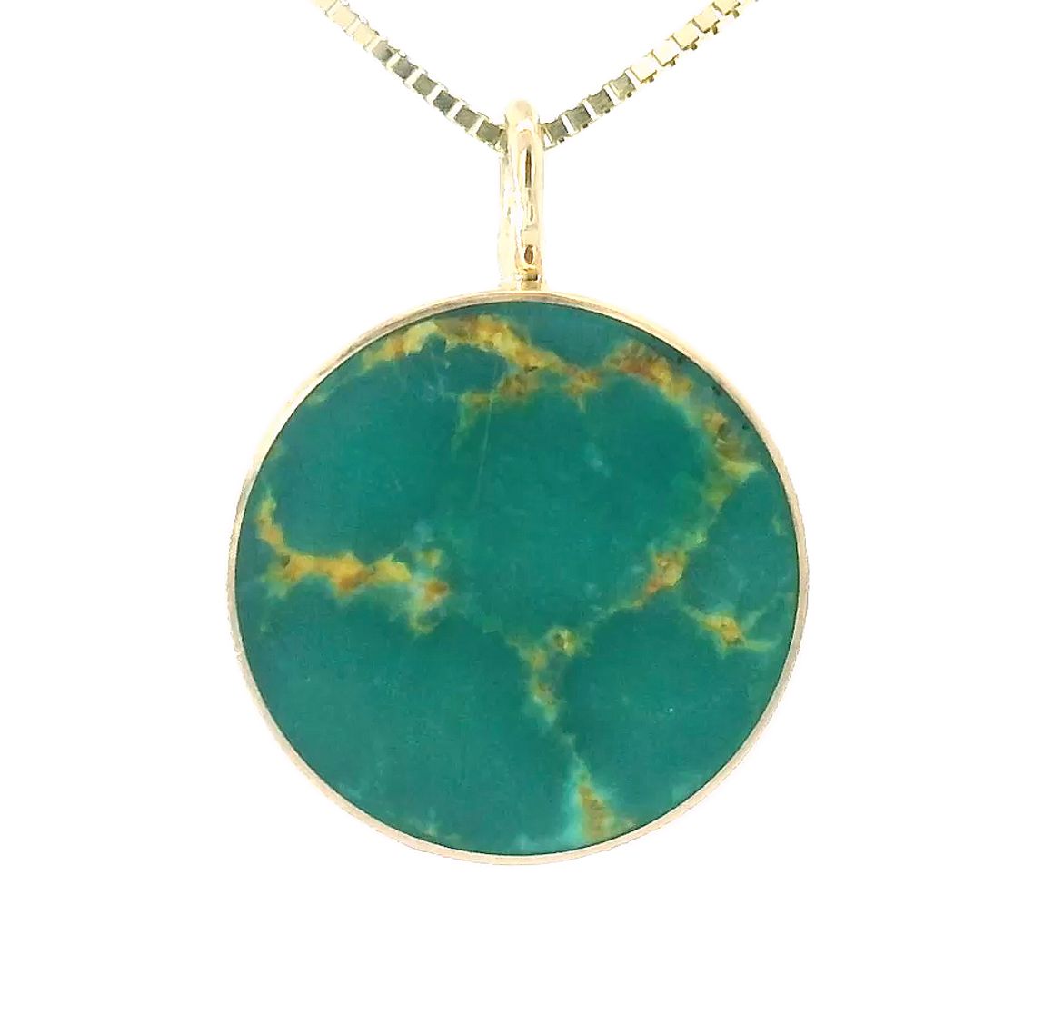 Gold Green Turquoise Circ Necklace