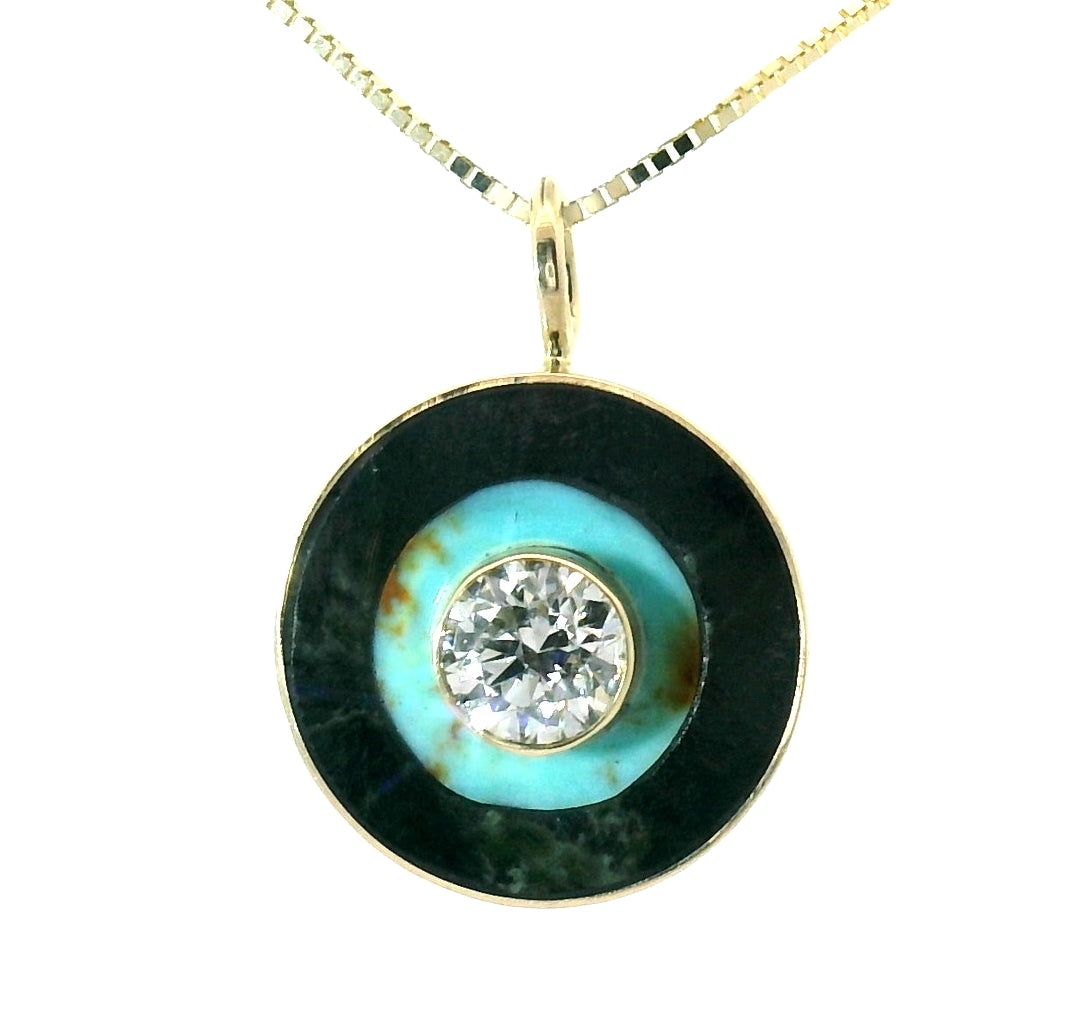 The Virgo Bullseye Necklace - Black Jade & Kingman Turquoise