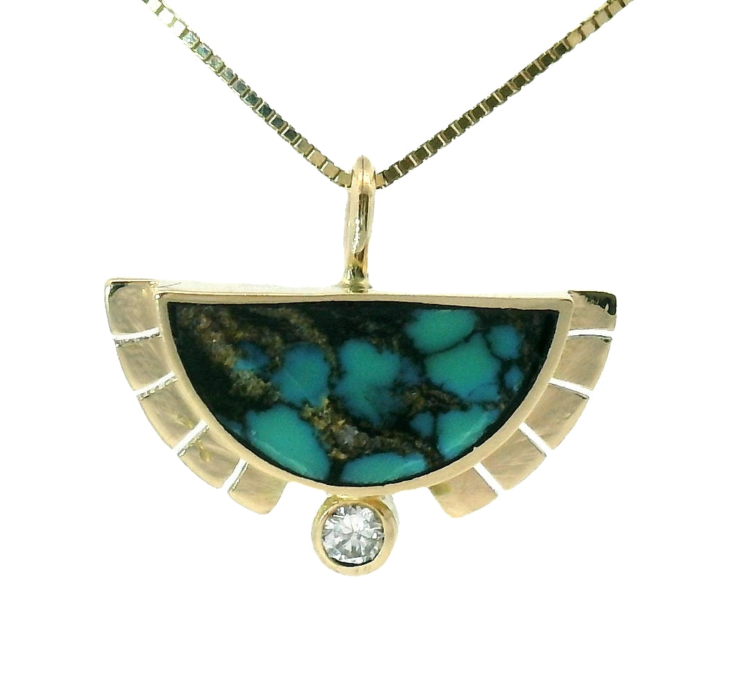 Rising Sol Necklace - Turquoise & Diamond