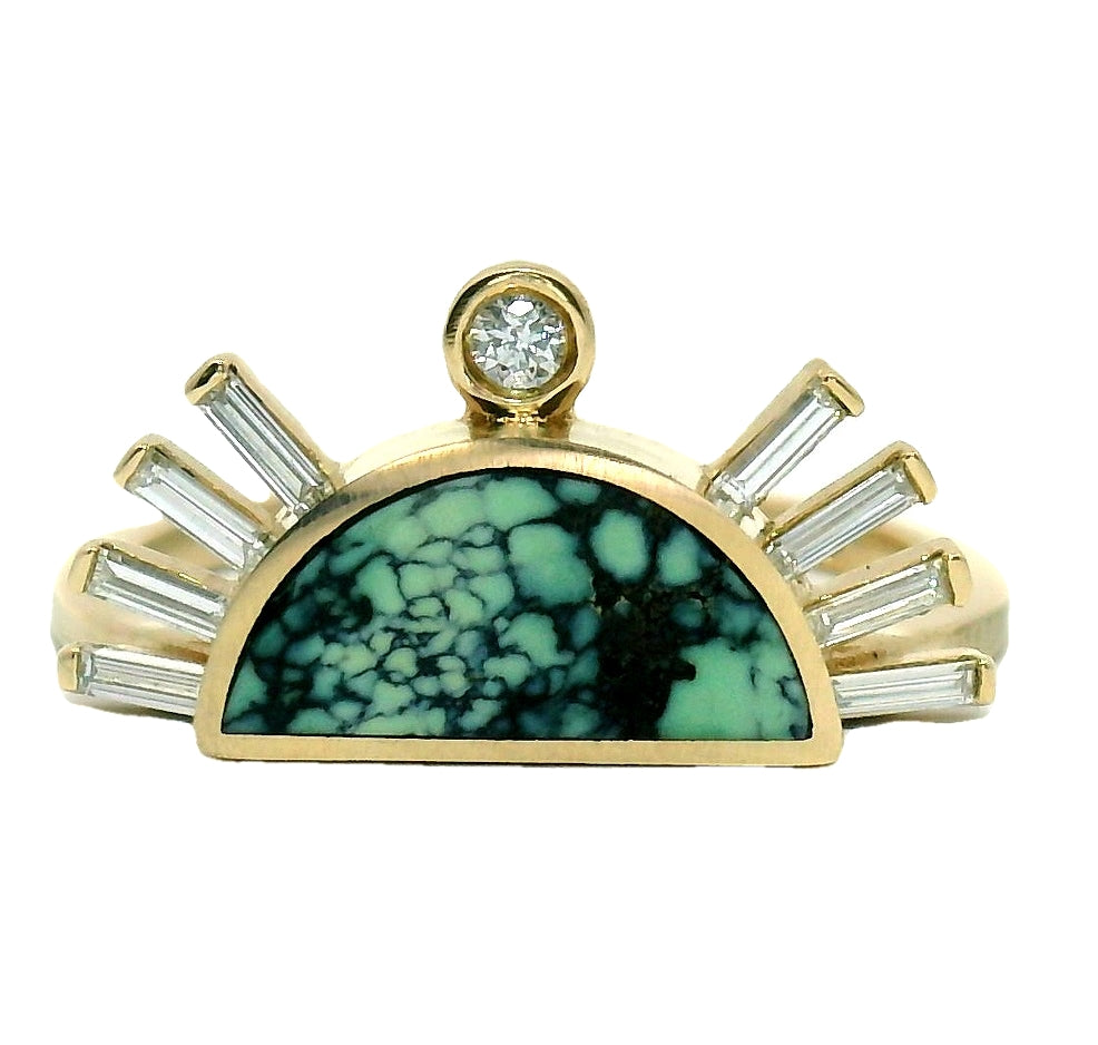 Rising Sol Baguette Ring - Peacock Turquoise