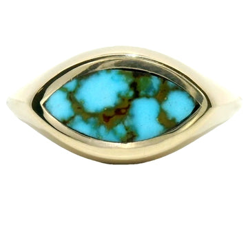 Marquise Signet Ring - Red Web Turquoise