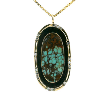 Large Shadowbox Necklace - No. 8 Turquoise