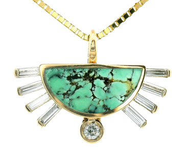 Baguette Diamond Rising Sol Necklace