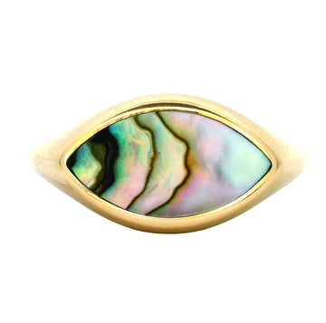 Marquise Signet Ring - Abalone Shell