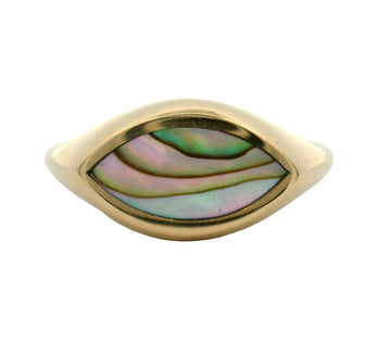 Marquise Signet Ring - Abalone Shell