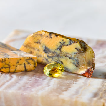 xx ct. yellow sapphire and dendritic opal