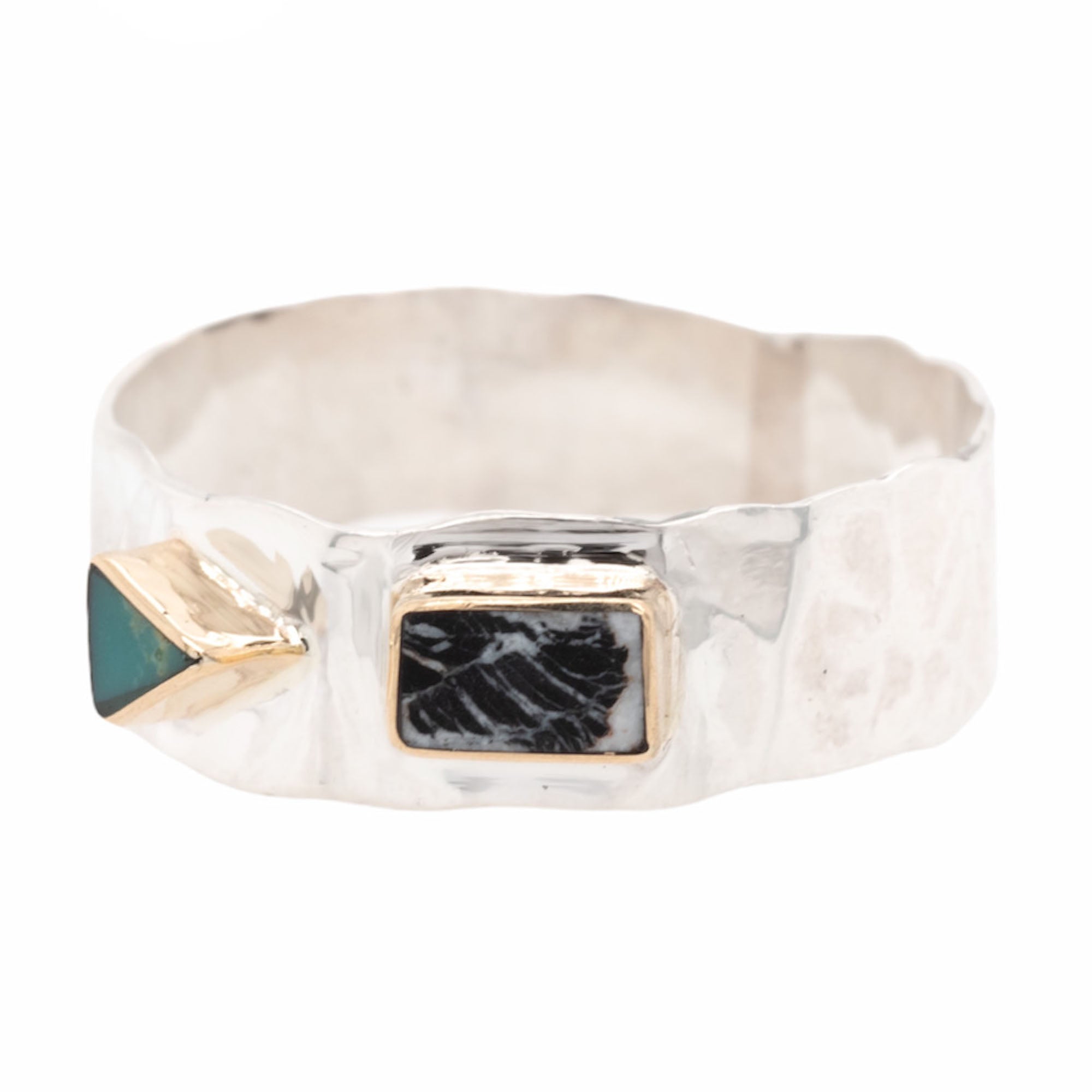 Zebra Marble & Turquoise Medley Ring No. 7